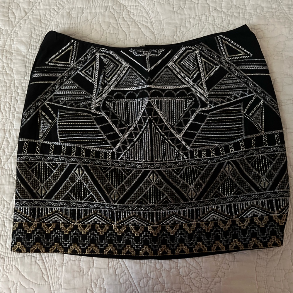Black and Metallic Geometric Skirt